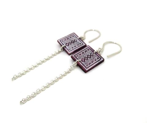 Engraved Purple Spondylus Earrings