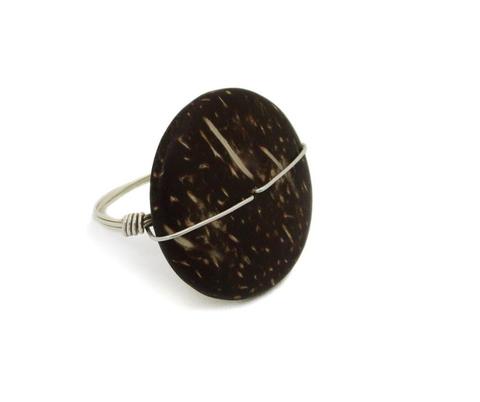 Natural Brown Coconut Shell Ring