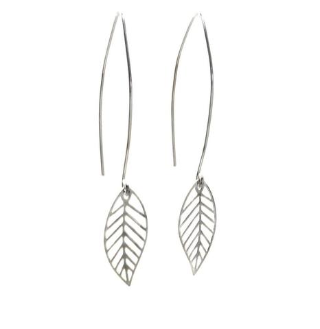 Triangular Drop Earrings With Leaves