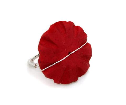 Red Coconut Shell Ring