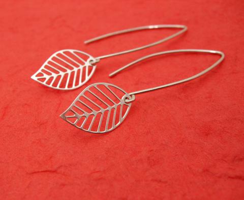 Triangular Drop Earrings with Leaves